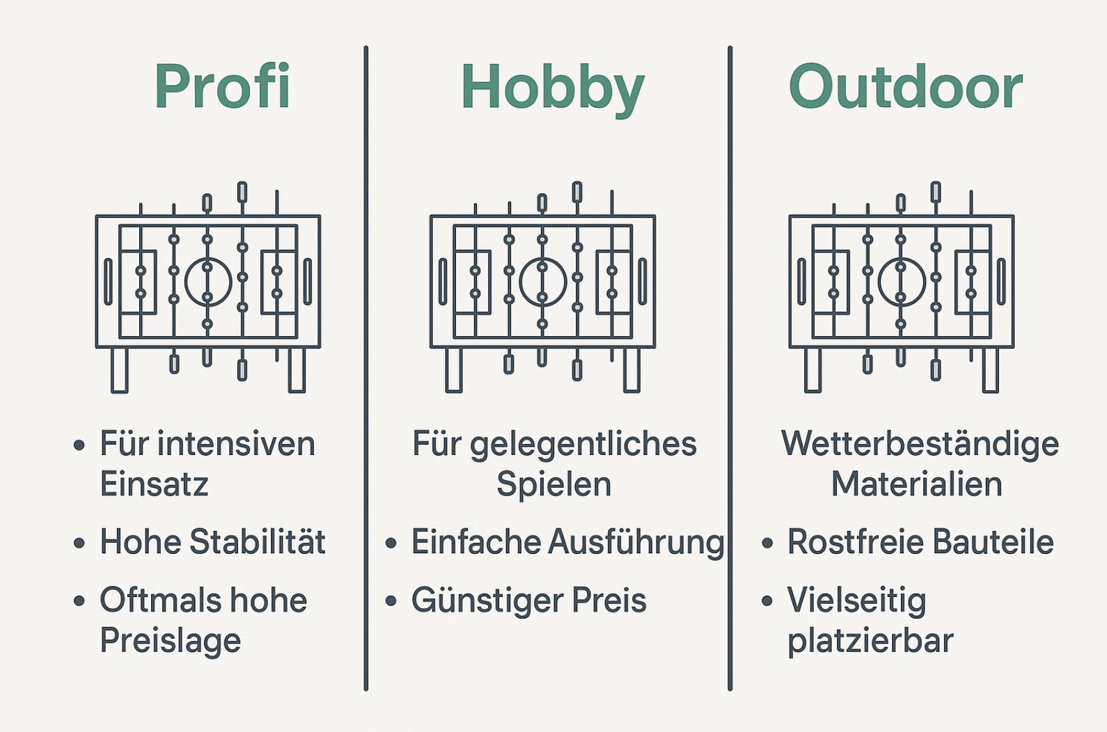 Tischkicker Arten im Vergleich